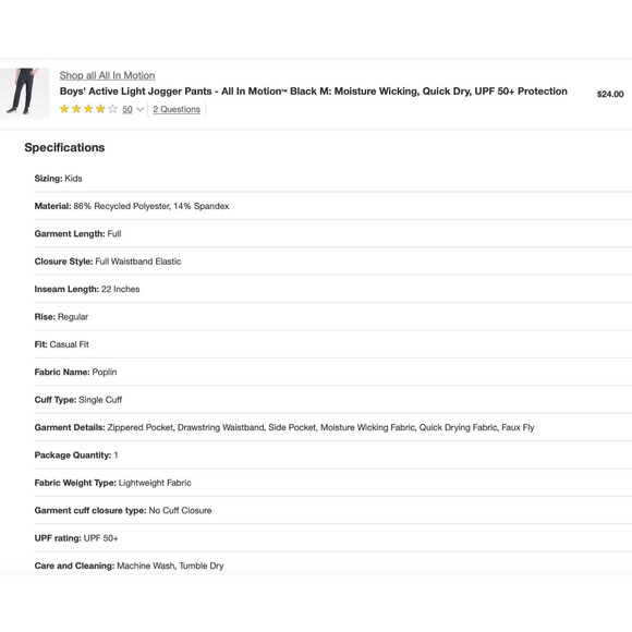 NWT All in Motion Boys M Performance Jogger & Active Light Pants Black Sz 8 Lot - Picture 13 of 16